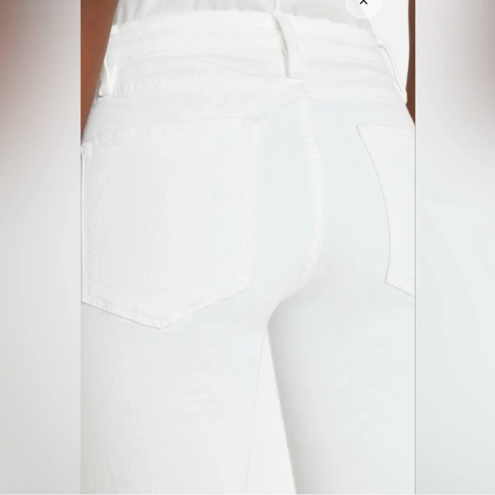 NWT Frame Denim Le High Straight Cascade Raw Hem Jeans White Sz 25‎ $248